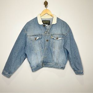 Espirit Blue Denim Cropped Jean Jacket Vintage Retro 80s era Woman’s Size M